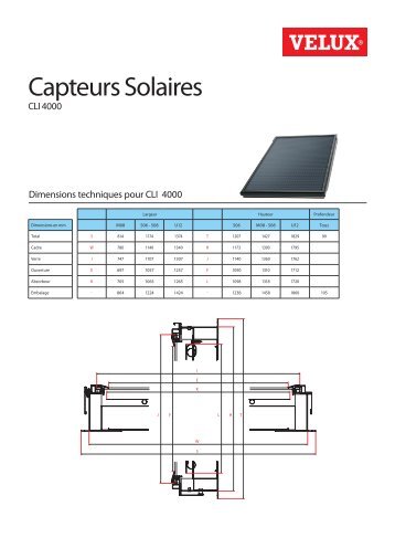 Les capteurs solaires (type CLI 4000) et plans de pose - Velux
