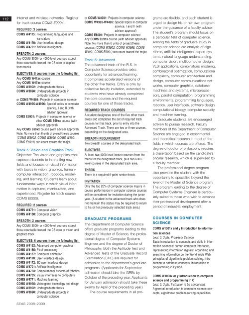 2008-2009 Bulletin â PDF - SEAS Bulletin - Columbia University