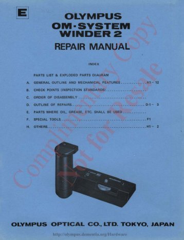 Olympus OM-SYSTEM Winder 2 Repair Manual - Olympus Web ...