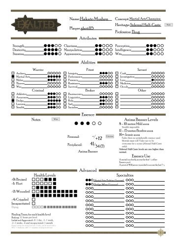 Mortal Character Sheet