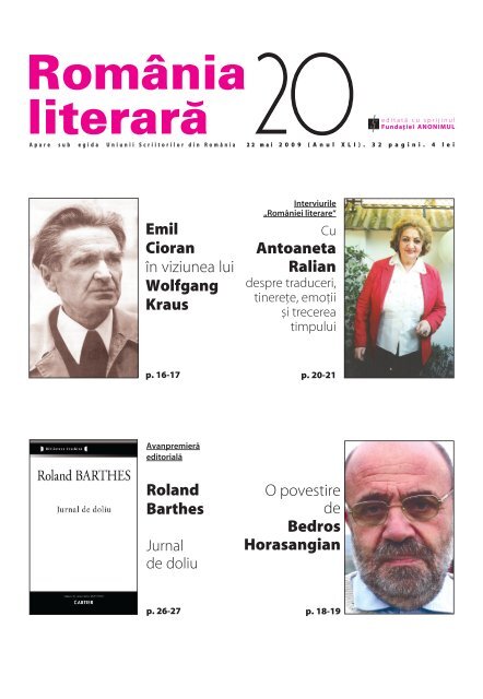 Emil Cioran `n viziunea lui Wolfgang Kraus Antoaneta Ralian ...