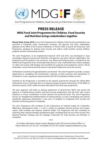 PRESS RELEASE - Food Security and Nutrition