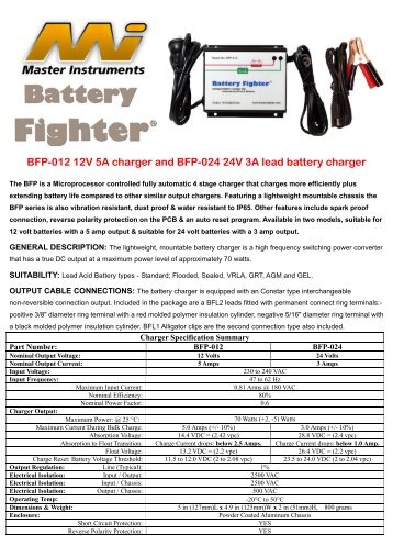 BFP-012 12V 5A charger and BFP-024 24V 3A lead battery charger