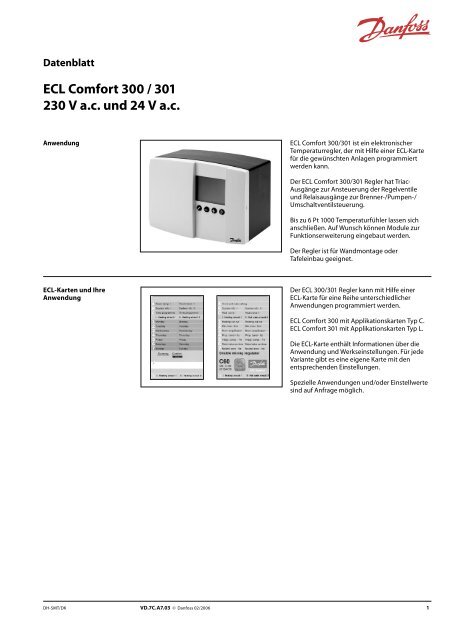 ECL Comfort 300 / 301 230 V a.c. und 24 V a.c.