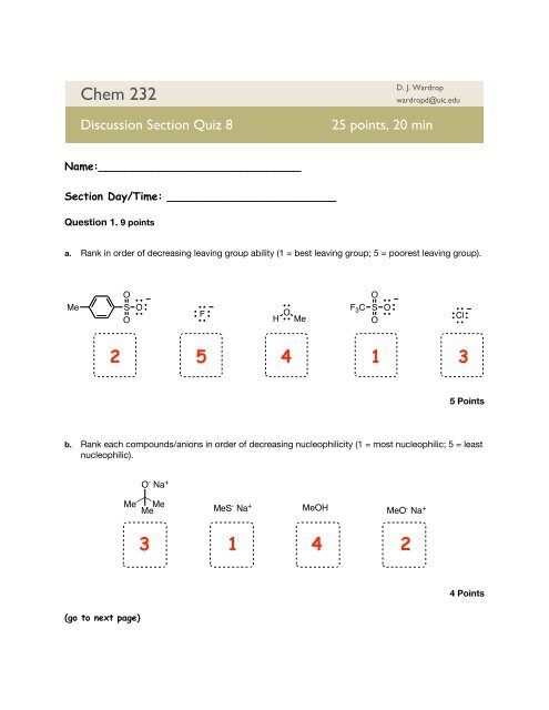 Chem 232 Quiz 8 key