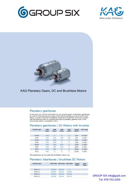 KAG Planetary Gears, DC and Brushless Motors - Grp6.com