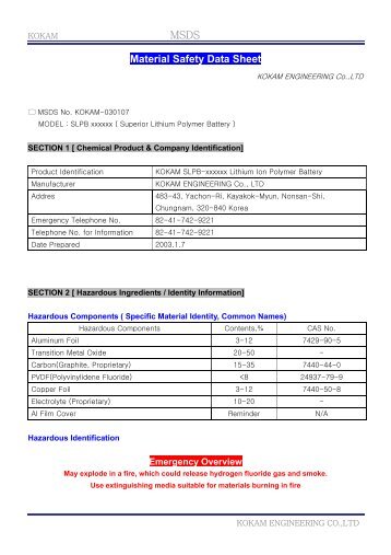 Kokam SLPB MSDS.pdf - Master Instruments