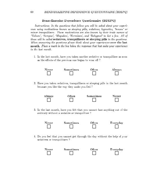 Manual for the Benzodiazepine Dependence Questionnaire (BDEPQ)