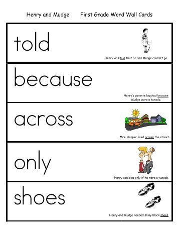 Henry and Mudge First Grade Word Wall Cards - Little Book Lane