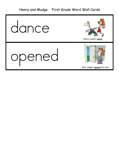 Henry and Mudge First Grade Word Wall Cards - Little Book Lane