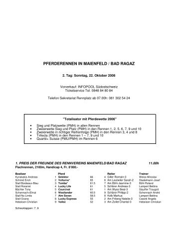 PFERDERENNEN IN MAIENFELD / BAD RAGAZ - Horseracing