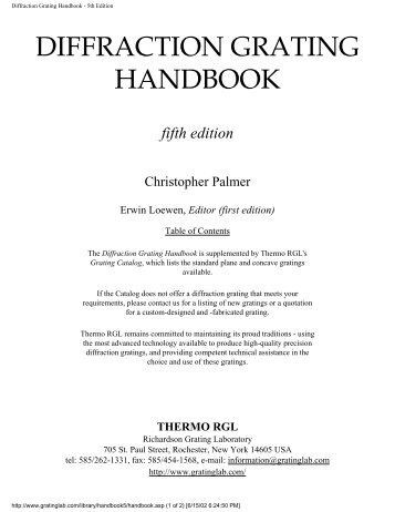 Diffraction Grating Handbook - 5th Edition