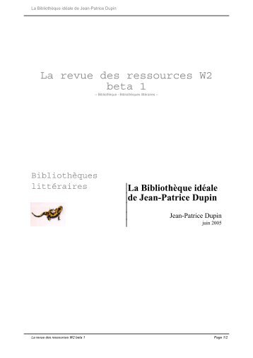La BibliothÃƒÂ¨que idÃƒÂ©ale de Jean-Patrice Dupin - La Revue des ...