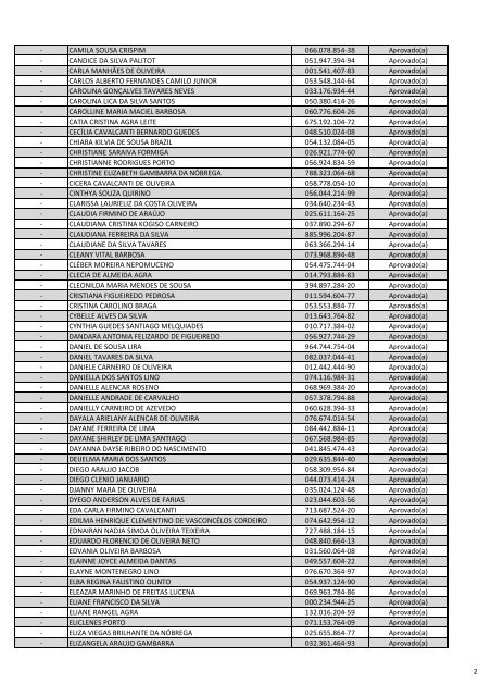 Resultado Definitivo - Ênfase na implantação nas linhas de cuidado