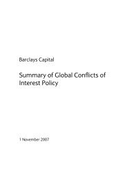 Summary of Global Conflicts of Interest Policy - Barclays Capital