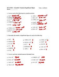 Scientific Notation/Significant Digits Worksheet 1