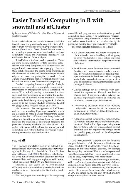 Easier Parallel Computing in R with snowfall and ... - The R Journal