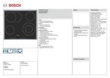 Technische Daten Bosch PKN 645E14 - VS Elektro