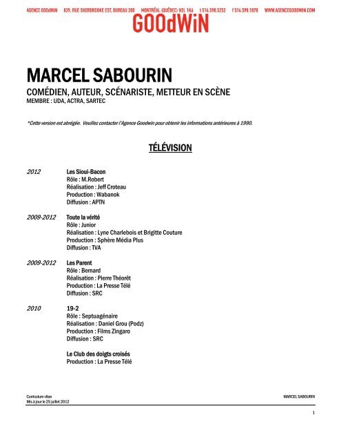 MARCEL SABOURIN - Agence Goodwin