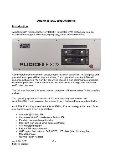 Audiofile SC/X Brochure - AMS Neve