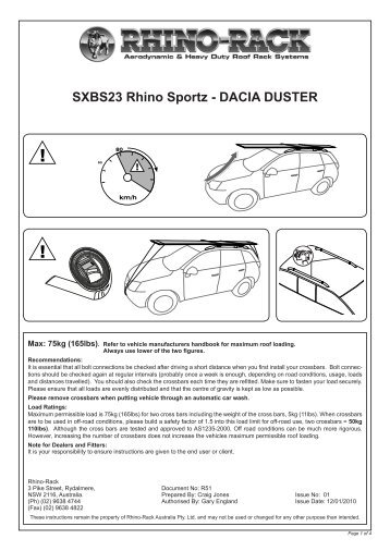 SXBS23 Rhino Sportz - DACIA DUSTER