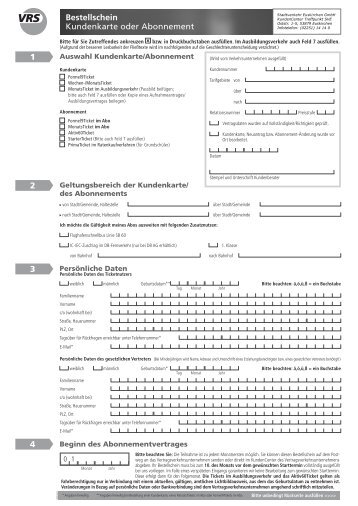 1 2 3 4 Bestellschein Kundenkarte oder Abonnement - SVE