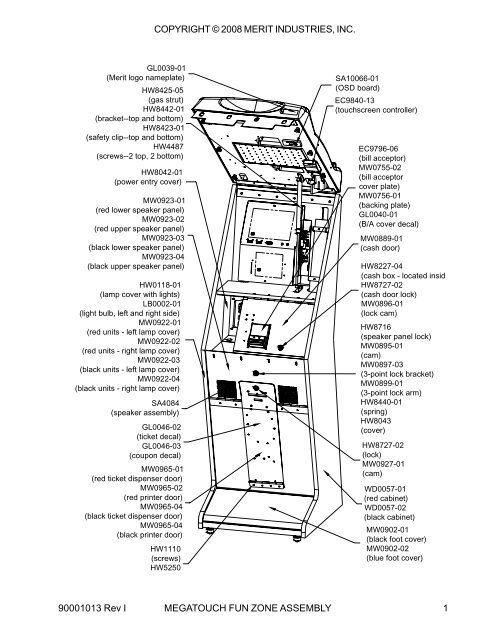 Parts List & Diagrams - Megatouch