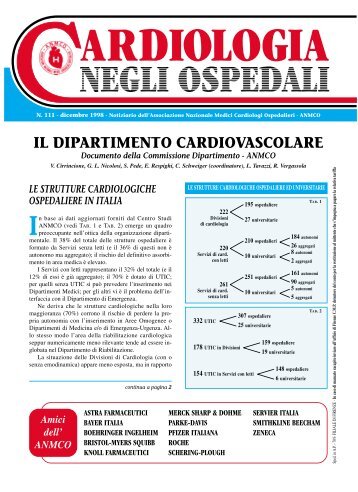 Cardiologia negli Ospedali nÂ° 111 dicembre 1998 - Anmco
