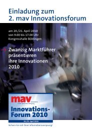 l Einladung zum 2. mav Innovationsforum - KNOLL Maschinenbau