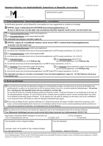 Opnameformulier daghospitalisatie - AZ Sint-Maarten