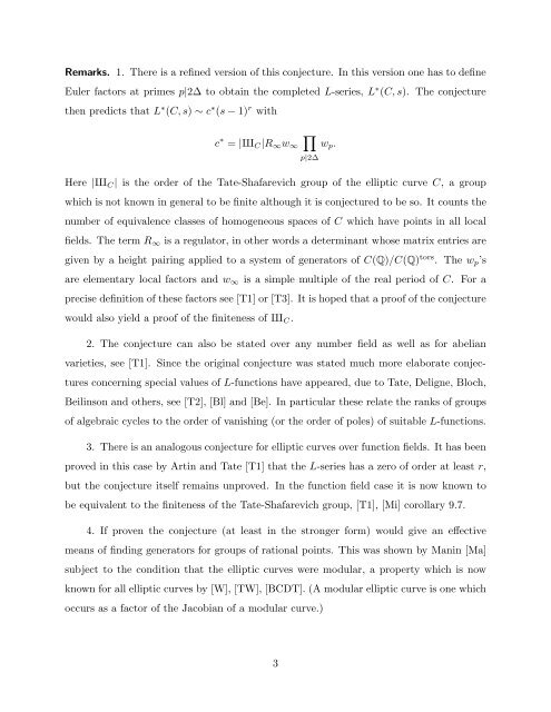 The Birch and Swinnerton-Dyer Conjecture