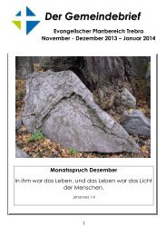 Gemeindebrief Ev. Pfarrbereich Trebra 11-12/2013, 1/2014