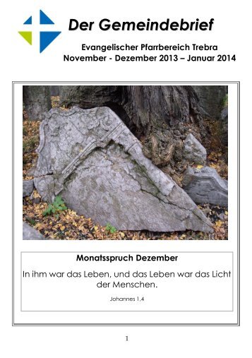 Gemeindebrief Ev. Pfarrbereich Trebra 11-12/2013, 1/2014