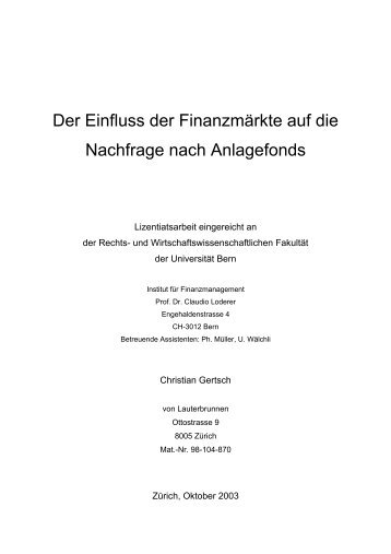 Der Einfluss der Finanzmärkte auf die Nachfrage nach Anlagefonds