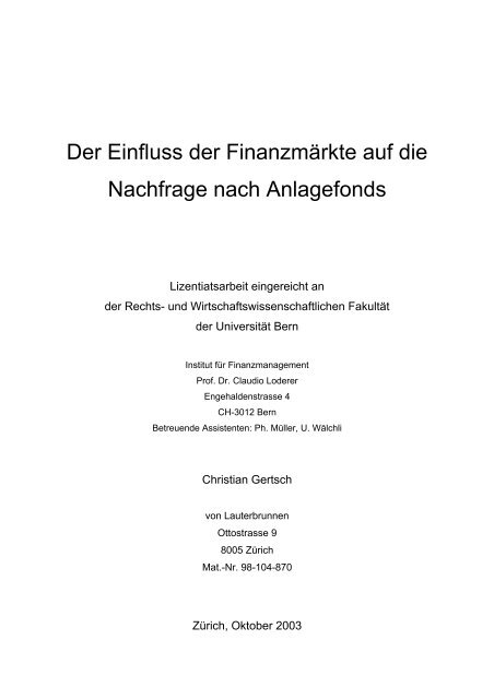 Der Einfluss der Finanzmärkte auf die Nachfrage nach Anlagefonds