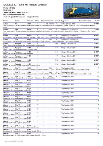 MODELL KIT 1001 Kft HÃ­rlevÃ©l 2005/30
