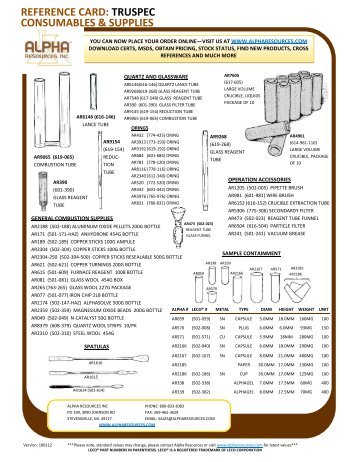 reference card - Alpha Resources, Inc