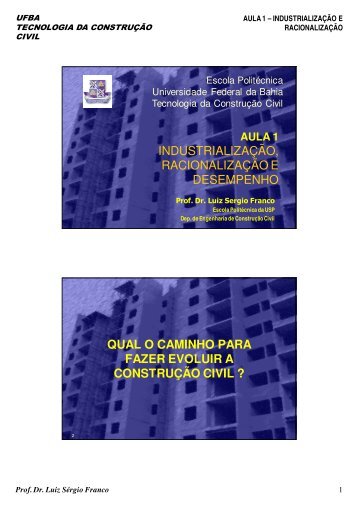 Aula 1 - EspecializaÃ§Ã£o em Gerenciamento de Obras - Universidade ...