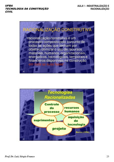 Aula 1 - EspecializaÃ§Ã£o em Gerenciamento de Obras - Universidade ...