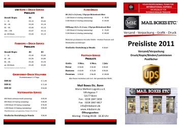 Preisliste 2011 - Mail Boxes Etc.
