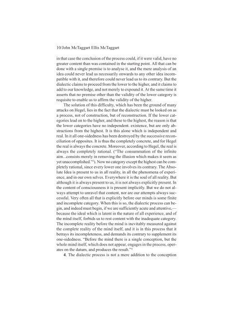 McTaggart, Studies in the Hegelian Dialectic