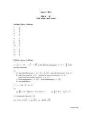 Answer Key Math 1142 Fall 2005 Final Exam