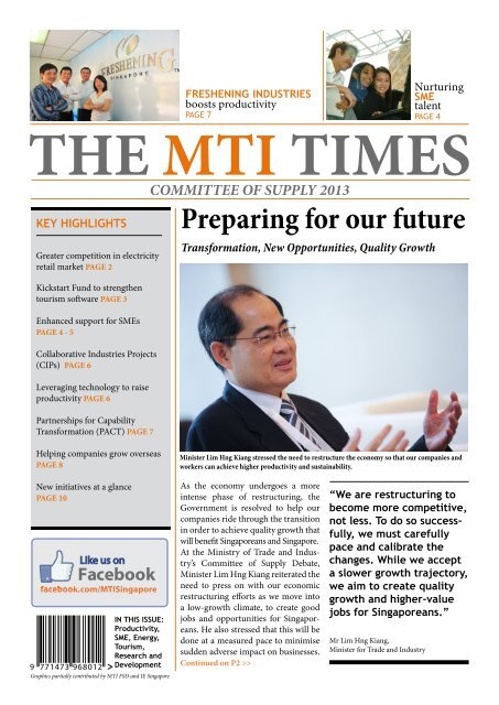 Committee of Supply 2013 The MTI Times - International Enterprise ...