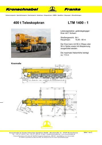 WWW Datenblatt 1400 - Kronschnabel & Franke