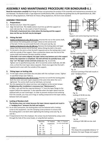 Link to Assembly and Maintenance Procedures, bondura 6.1