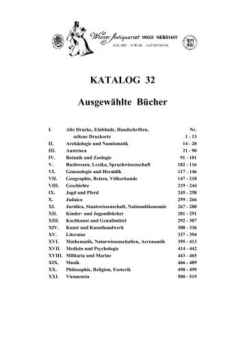 KATALOG 32 Ausgewählte Bücher - Wiener Antiquariat Ingo Nebehay