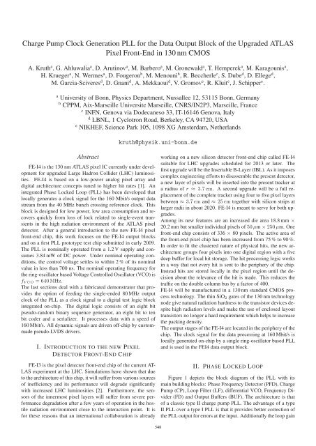 Charge Pump Clock Generation PLL for the Data Output Block of the ...