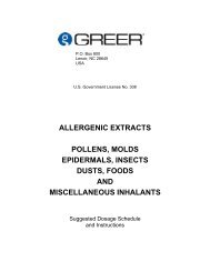 allergenic extracts pollens, molds epidermals, insects dusts ... - Greer