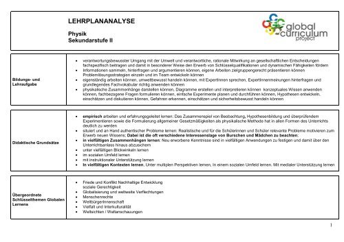 Lehrplan Physik SEK II - Global Curriculum