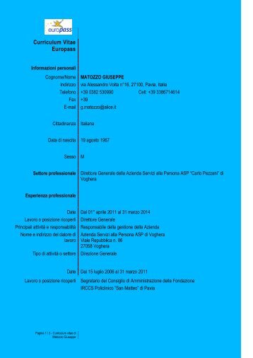 Curriculum vitae - Azienda Servizi Alla Persona Voghera